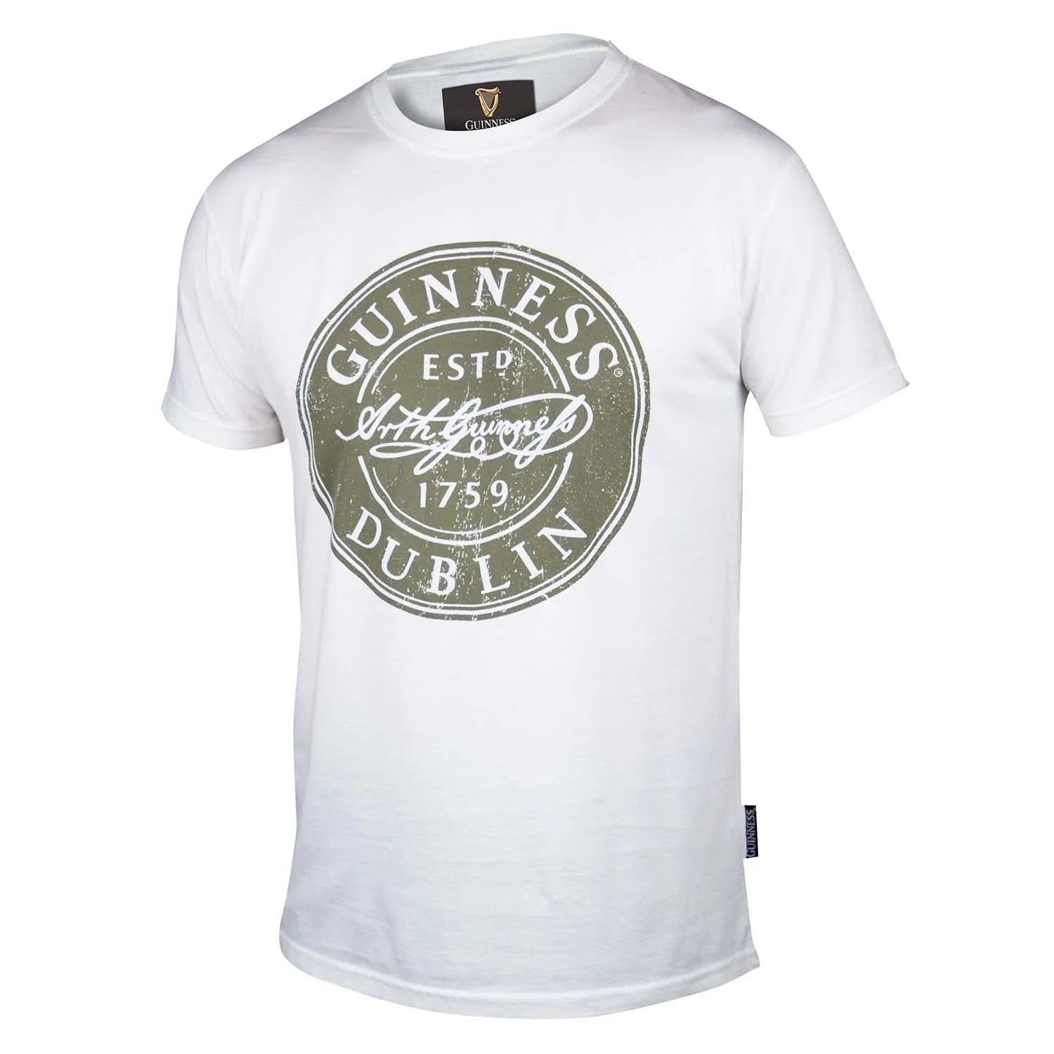 Guinness White Distressed Label Bottle Cap T-Shirt - The Celtic Gift Store - Shirts & Tops