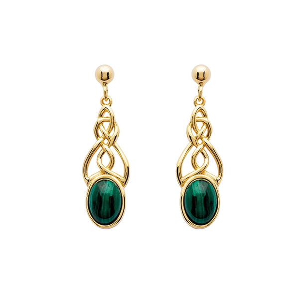 14k Gold Vermeil Celtic Knot Malachite Earrings