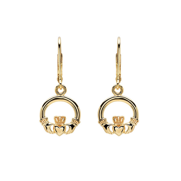 14K Gold Vermeil Drop Claddagh Earrings