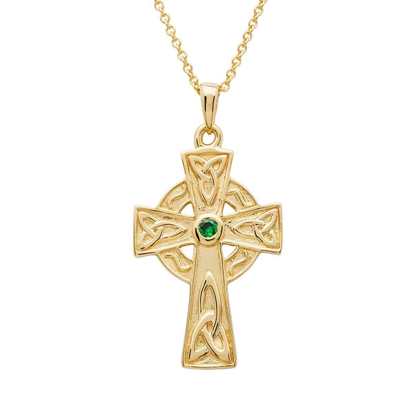 14k Gold Vermeil Trinity Knot Celtic Cross Necklace