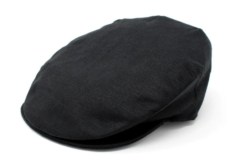 Hanna Hats Linen Donegal Touring Cap - Black - The Celtic Gift Store - Hats