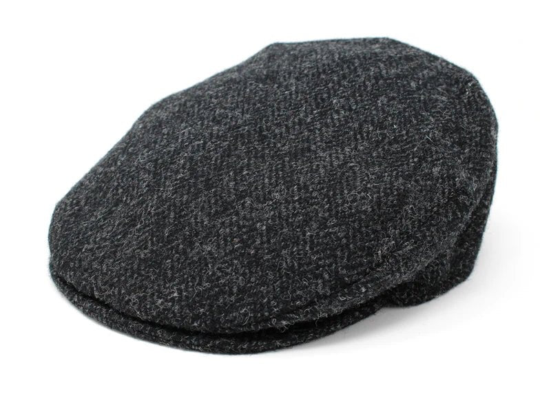 Hanna Hats Tweed Donegal Touring Cap - Black - The Celtic Gift Store - Hats