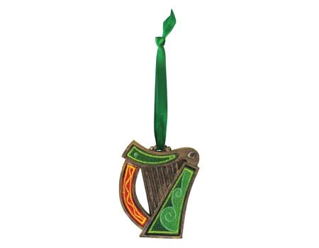 Celtic Threads Embroidered Irish Harp Ornament