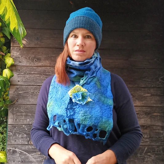 Kells Bay Swirl Edge Scarf Blue and Green - The Celtic Gift Store - Scarves & Shawls