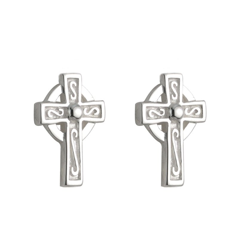Kid's Sterling Silver Celtic Cross Stud Earrings - The Celtic Gift Store - Earrings