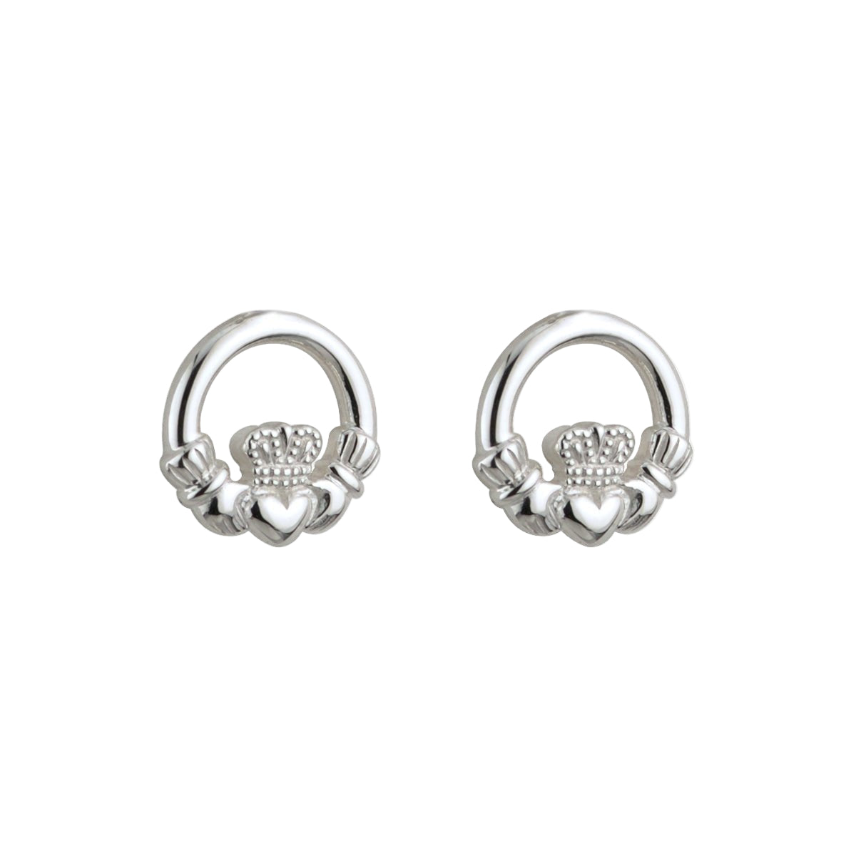 Kid's Sterling Silver Claddagh Stud Earrings - The Celtic Gift Store - Earrings