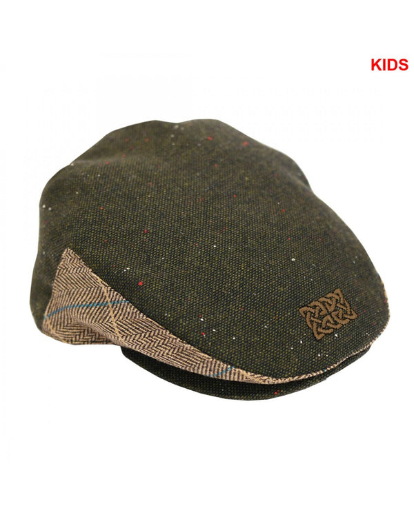 Patrick Francis Kids Green Tweed Celtic Knot Flat Cap