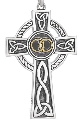 Large Oxidized Sterling Silver Wedding Band Celtic Cross - The Celtic Gift Store - Necklaces