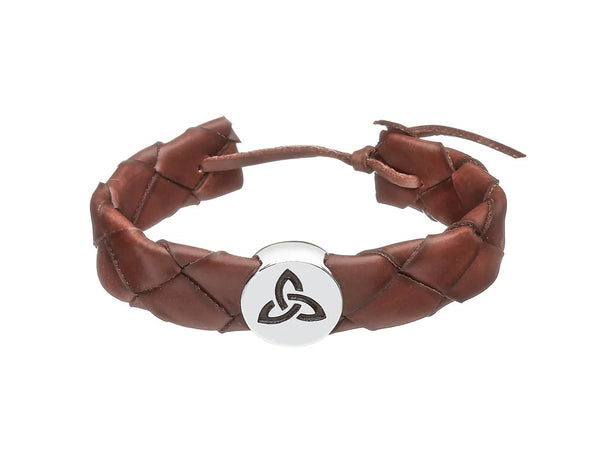 Leather Trinity Knot Disc Wristband - The Celtic Gift Store - bracelets