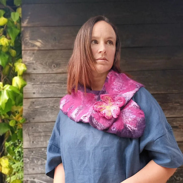 Lux Flower Collar Scarf Purple - The Celtic Gift Store - Scarves & Shawls