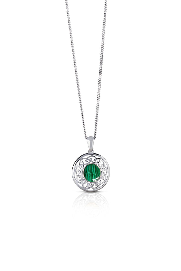 Malachite and Sterling Silver Celtic Knot Necklace - The Celtic Gift Store - Necklaces