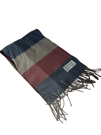 Mens Celtic Tweed Scarf 32cm x 180cm Maroon/ Navy/ Brown - The Celtic Gift Store - Hats