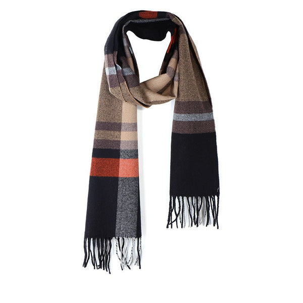 Mens Celtic Tweed Scarf 32cm x 180cm Rust/Black Check - The Celtic Gift Store - 