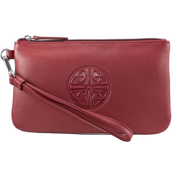 Celtic Knot Leather Wristlet- Merlot