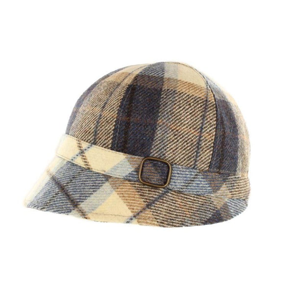 Mucros Weavers Cream and Grey Tartan Tweed Flapper Cap 202 - The Celtic Gift Store - Hats