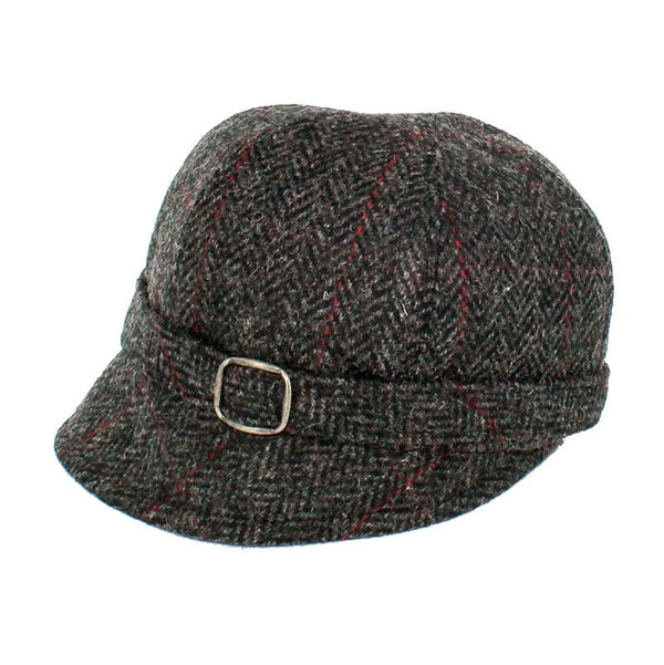 Mucros Weavers Dark Grey Check Tweed Flapper Cap 31 - The Celtic Gift Store - Hats