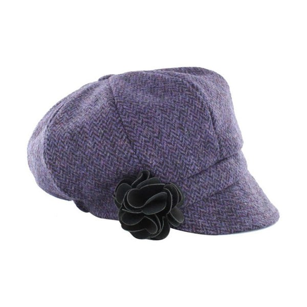 Mucros Weavers Violet Herringbone Tweed Newsboy Cap - 213 - The Celtic Gift Store - Hats