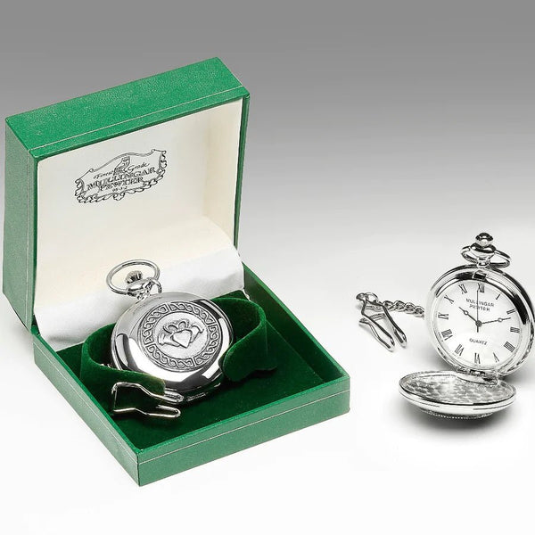 Mullingar Pewter Claddagh Pocket Watch - The Celtic Gift Store - Jewelry