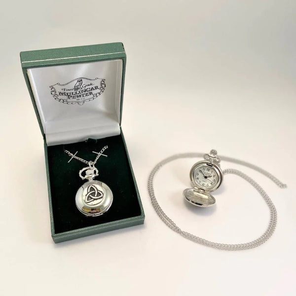 Mullingar Pewter Trinity Pocket Watch Necklace - The Celtic Gift Store - Necklaces
