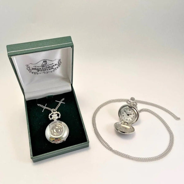 Mullingar Pewter Triskele Spiral Pocket Watch Necklace - The Celtic Gift Store - Necklaces