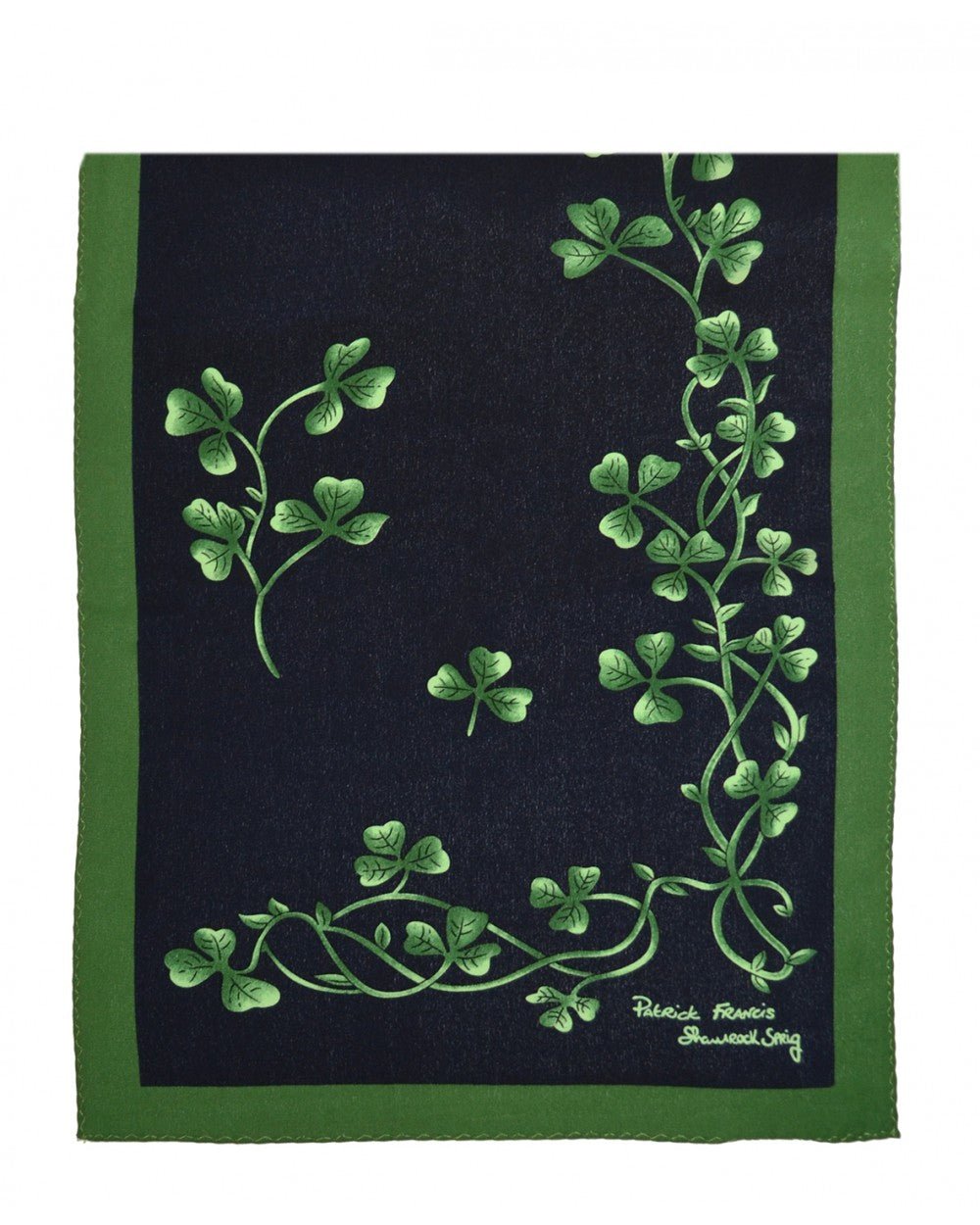 Navy and Emerald Green Silk Shamrock Fashion Scarf - The Celtic Gift Store - Scarves & Shawls