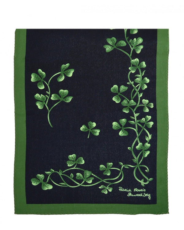 Navy and Emerald Green Silk Shamrock Fashion Scarf - The Celtic Gift Store - Scarves & Shawls