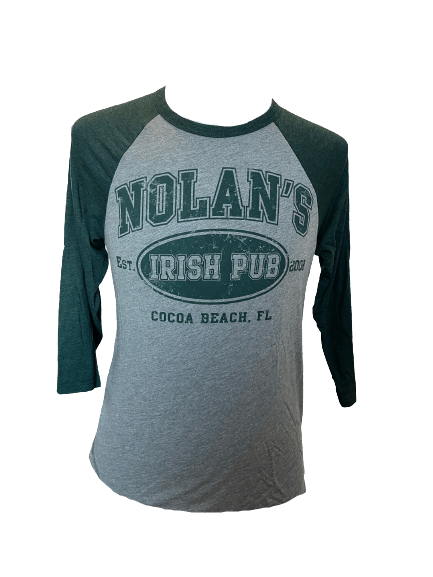 Nolan's Unisex Green/ Grey Baseball 3/4 Sleeve - The Celtic Gift Store - Clothing