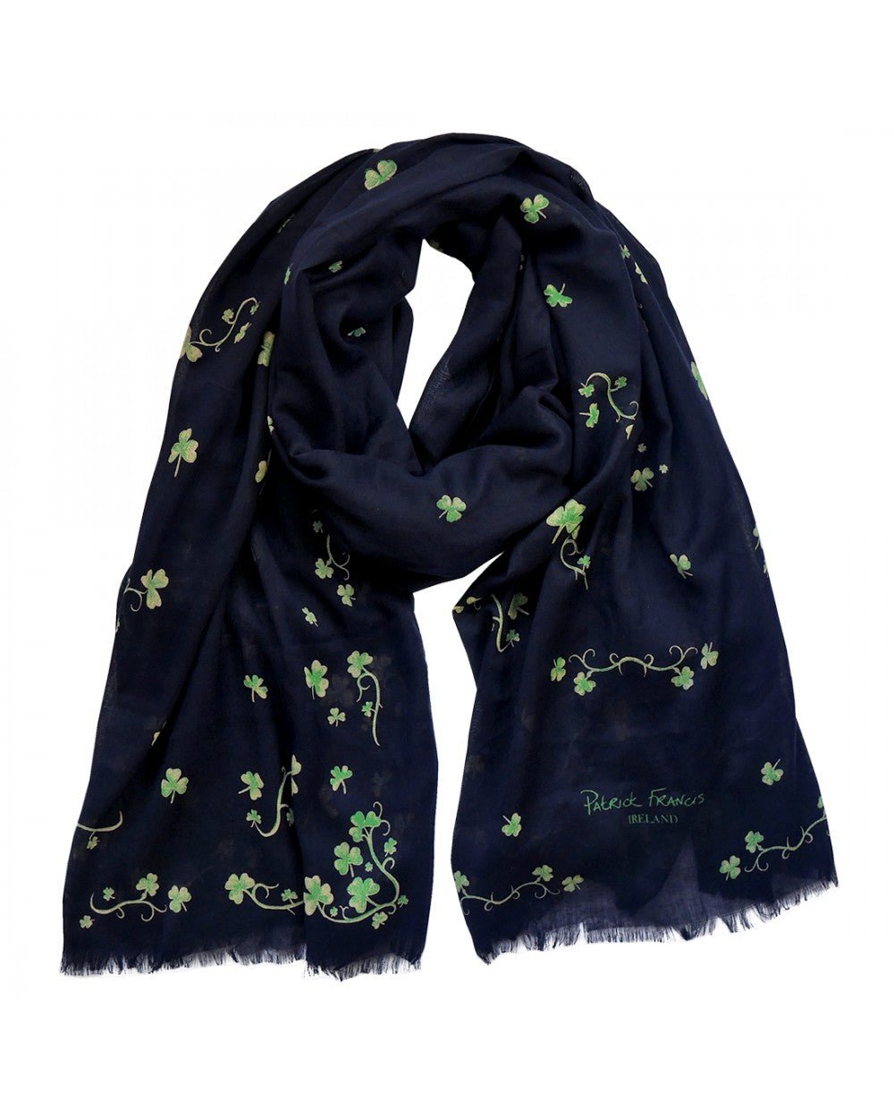 Patrick Francis Ireland Navy Shamrock Fashion Scarf - The Celtic Gift Store - Scarves & Shawls