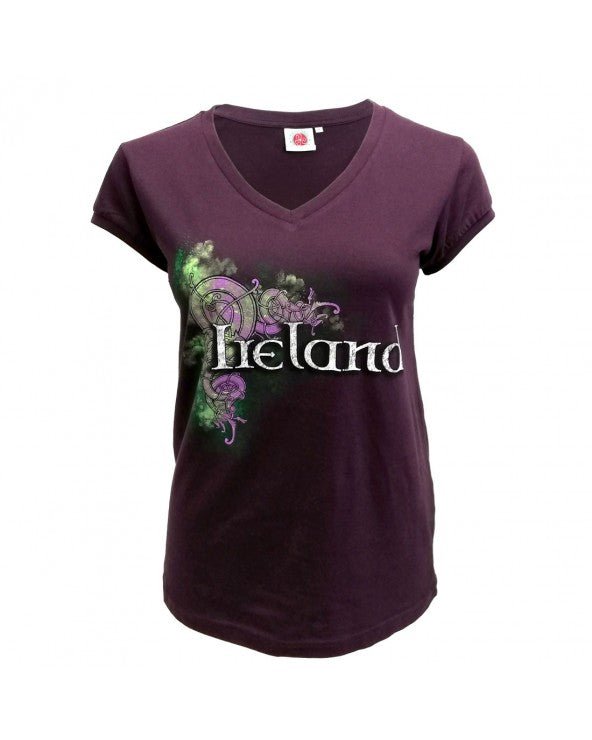 Purple Celtic Ireland Ladies V - Neck Shirt - The Celtic Gift Store - Shirts & Tops