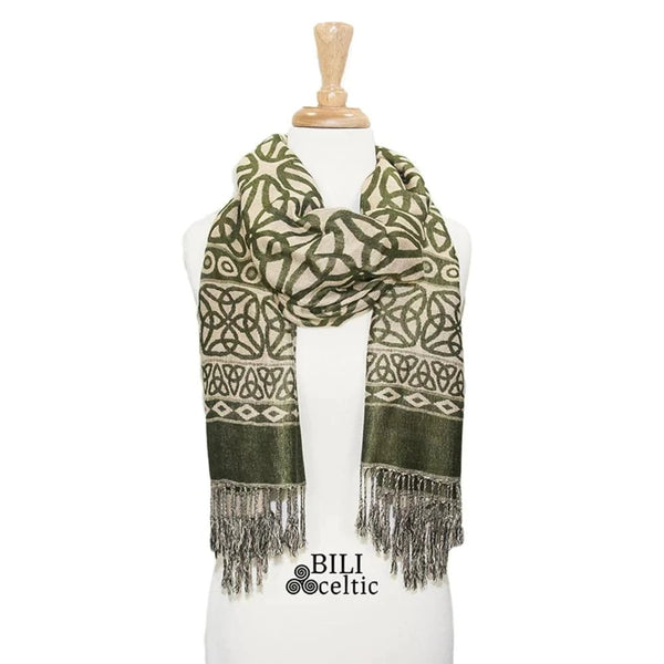 Rita Trinity Knot Scarf - Dark Green - The Celtic Gift Store - Scarves & Shawls