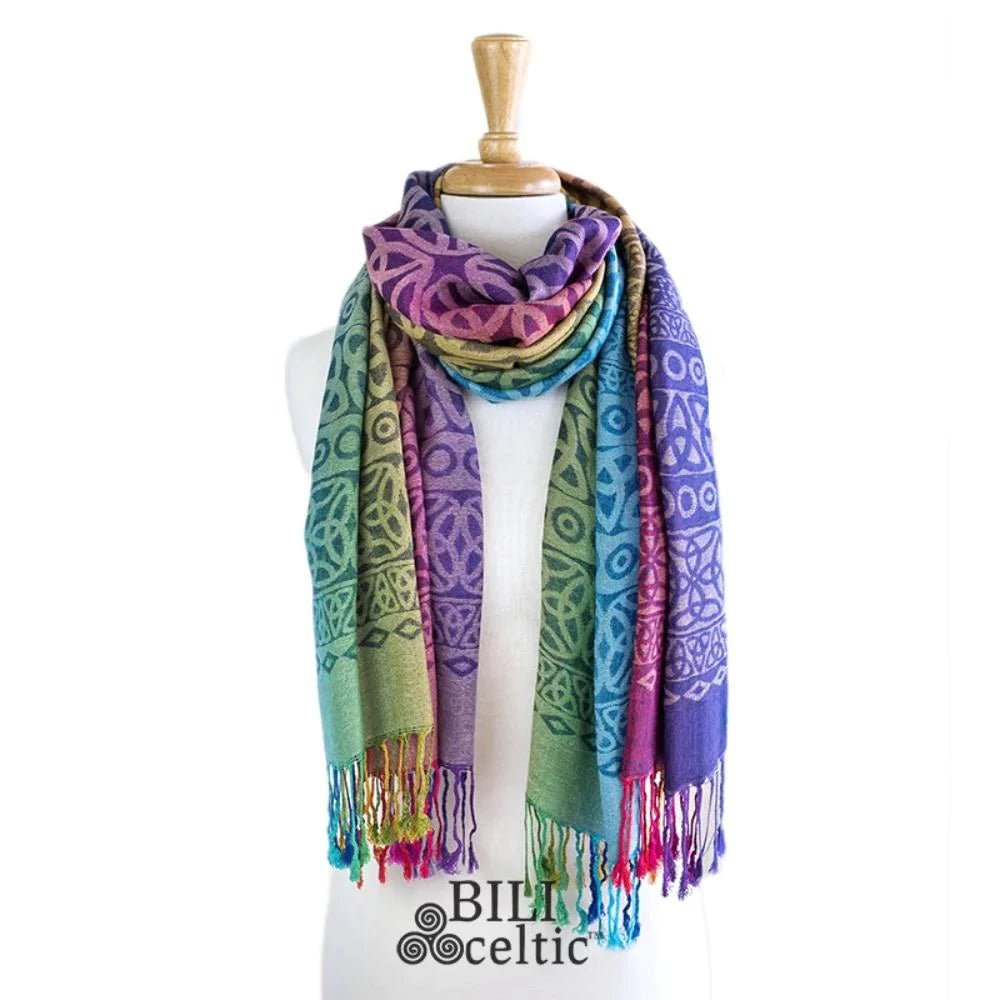 Rita Trinity Knot Scarf - Dark Rainbow - The Celtic Gift Store - Scarves & Shawls