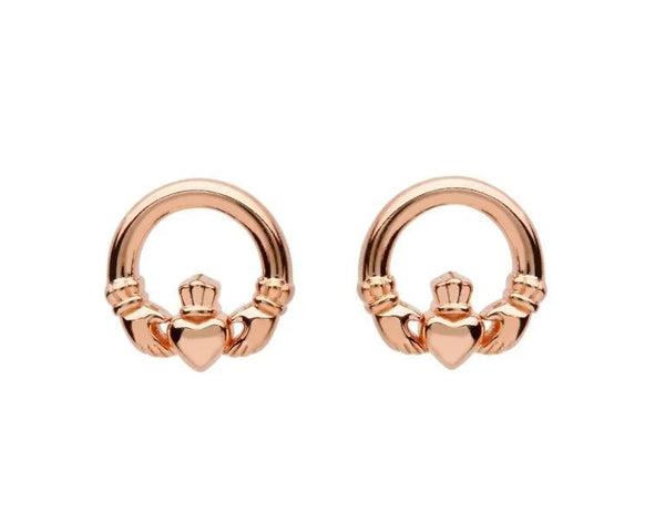 Rose Gold Plated Claddagh Stud Earrings - The Celtic Gift Store - Earrings