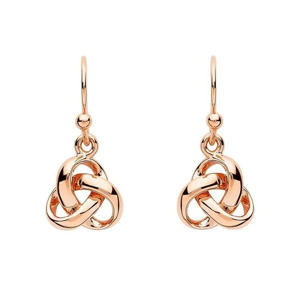 Rose Gold Plated Trinity Knot Earrings - The Celtic Gift Store - Earrings
