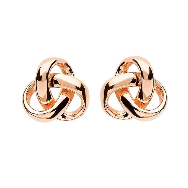 Rose Gold Plated Trinity Knot Modern Stud Earrings - The Celtic Gift Store - Earrings