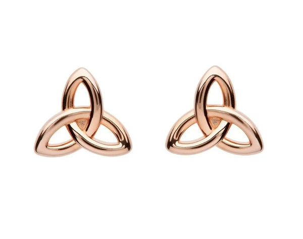Rose Gold Plated Trinity Knot Stud Earrings - The Celtic Gift Store - Earrings