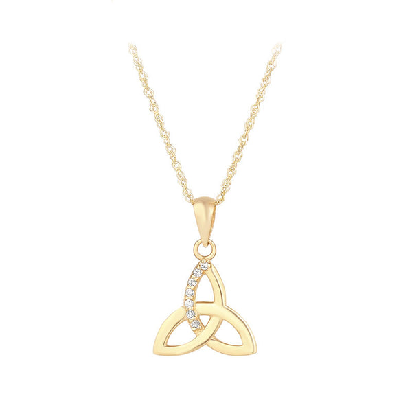 10K Gold Trinity Knot Necklace with CZ