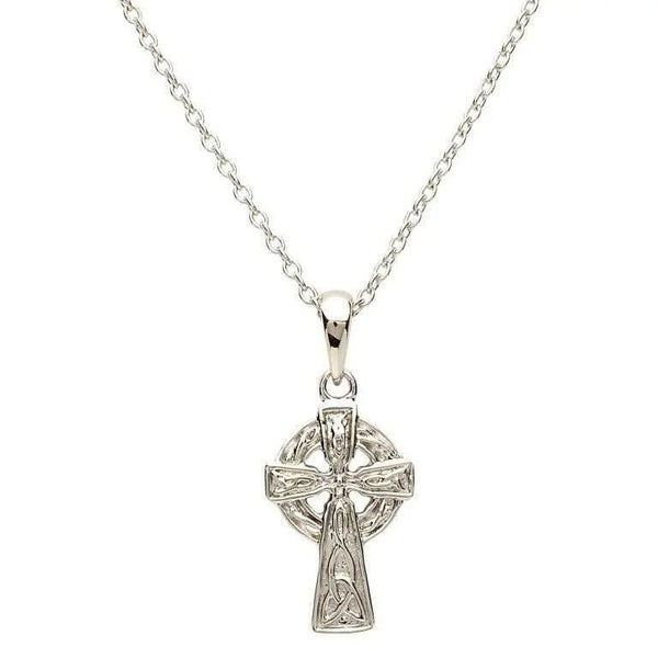 Sterling Silver Trinity Knot Celtic Cross Necklace- Small