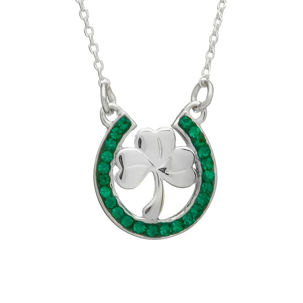 Shamrock Horseshoe with Green Stones - The Celtic Gift Store - 