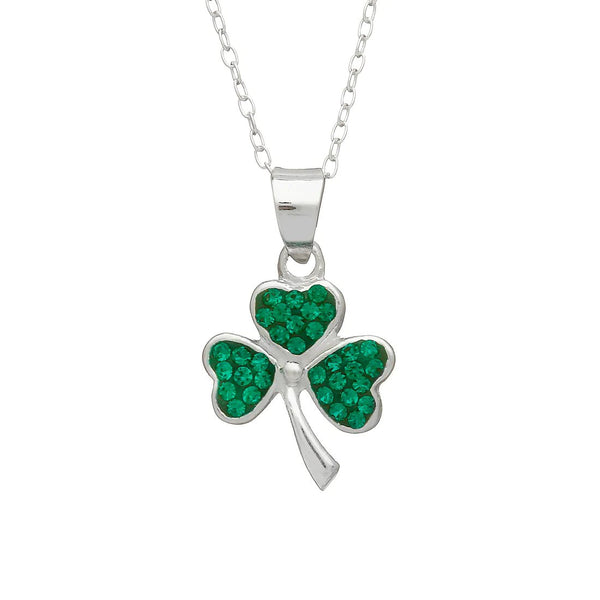 Shamrock Pendant with Green CZ Stones - The Celtic Gift Store - 
