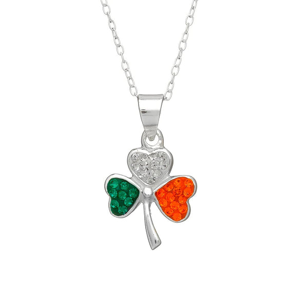 Shamrock Pendant with Tricolor Stones - The Celtic Gift Store - 