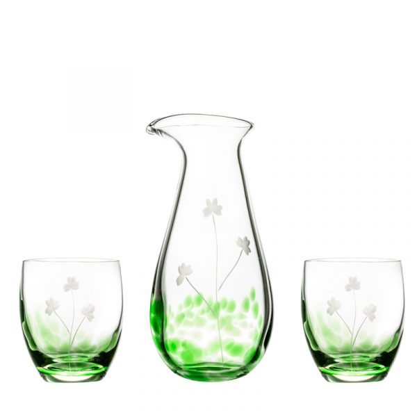 Irish Handmade Glass Company Irish Shamrock Carafe Set