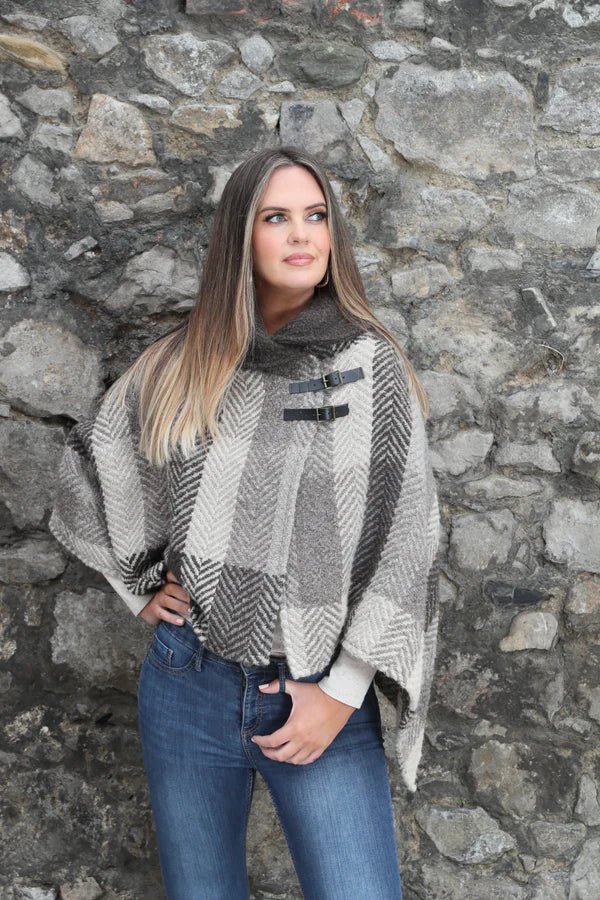 Shawl Collar Poncho - Brown - The Celtic Gift Store - Scarves & Shawls