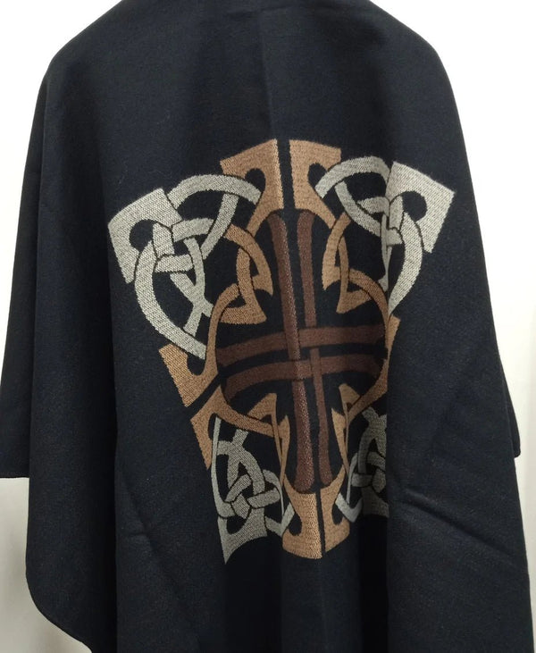 Shawl with Celtic Motif - Black/Camel - The Celtic Gift Store - Scarves & Shawls