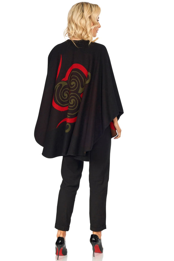 Shawl with Celtic Motif - Black/Red/Green - The Celtic Gift Store - Apparel & Accessories