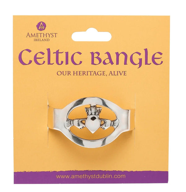 Silver Claddagh Bangle - The Celtic Gift Store - bracelets