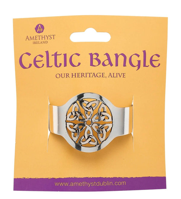 Silver Interlocking Trinity Knot Bangle - The Celtic Gift Store - bracelets
