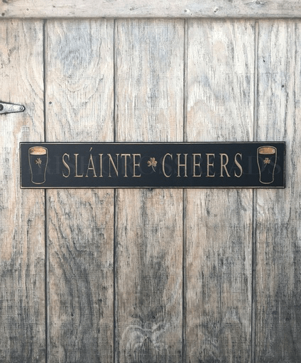 Slainte Cheers Wooden Sign - Black - The Celtic Gift Store - Decor