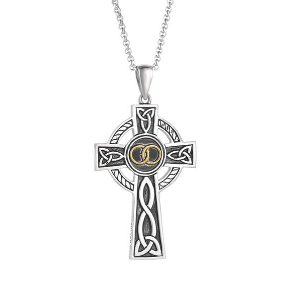 Small Oxidized Sterling Silver Wedding Band Celtic Cross - The Celtic Gift Store - Necklaces