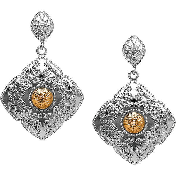 Sterling Silver and 18k Gold Celtic Kite Shield Earrings - The Celtic Gift Store - Earrings