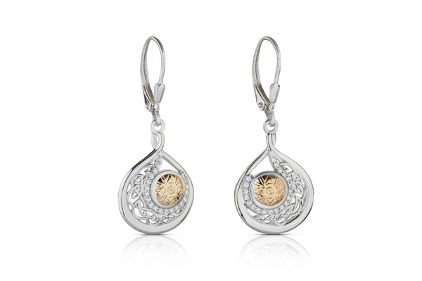 Sterling Silver and 18k Gold Solstice Teardrop Earrings - The Celtic Gift Store - Earrings